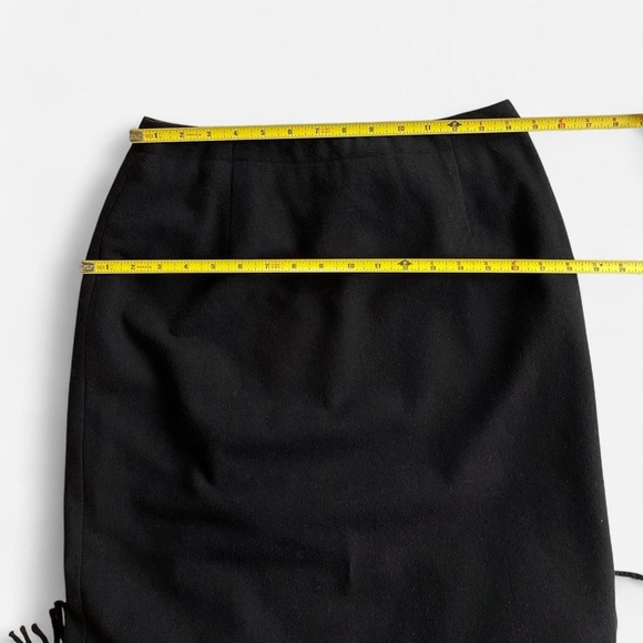 Vintage Michele Black Wool Blend Fringed Midi Skirt - Picture 3 of 6